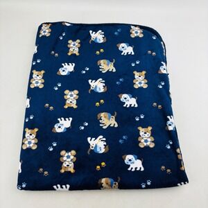 Garanimals Puppy Dog Bear Soccer Ball Baby Blanket Navy Blue Sherpa Fleece 28x35